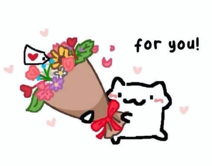Cat with a bouquet, for you